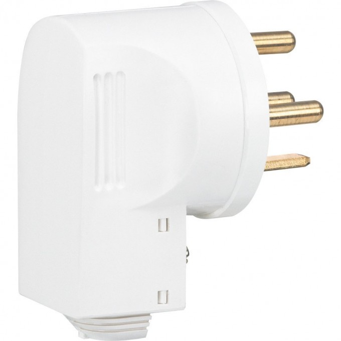 Вилка пластиковая LEGRAND 2К+Н+З 20 А выход кабеля сбоку белый 055157