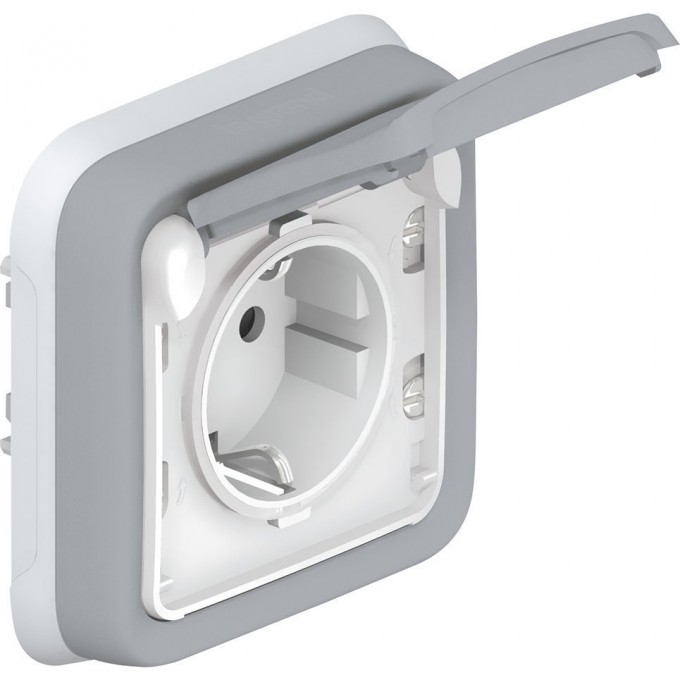 Розетка LEGRAND Plexo 2К+3 немецкий стандарт с винтовыми зажимами серый 16 A 250 В серый 069833
