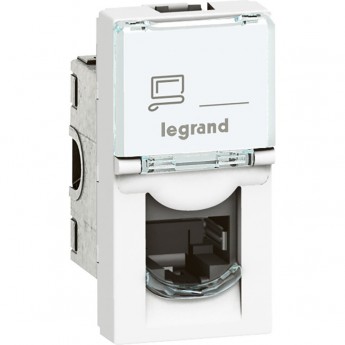 Розетка LEGRAND RJ 45 Программа Mosaic категория 6 STP экранированная 1 модуль белый