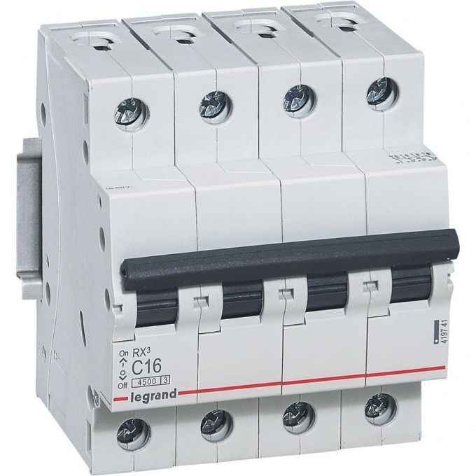 Автоматический выключатель LEGRAND RX3 4,5кА 50А 4П тип C белый 419746