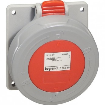 Встраиваемая розетка LEGRAND P17 Tempra Pro IP 66/67 380/415 В 32 A 3К+Н+З Встраиваемая розетка LEGRAND P17 Tempra Pro IP 66/67 380/415 В 32 A 3К+Н+З
