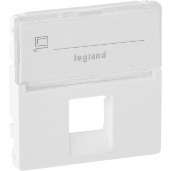 Лицевая панель LEGRAND Valena LIFE для одиночных розеток телефонных/информационных с держателем маркировки белый