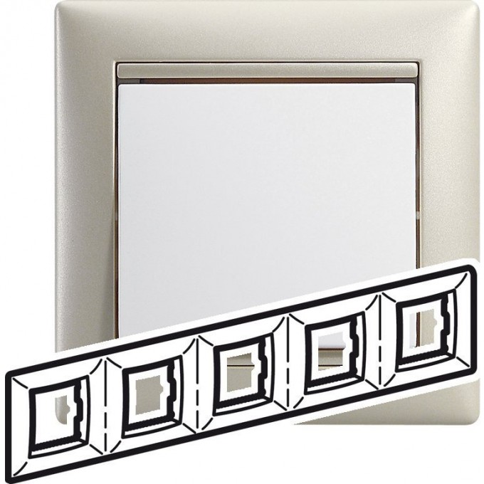 Рамка LEGRAND Valena 5 постов вертикальный и горизонтальный жемчужный 770475