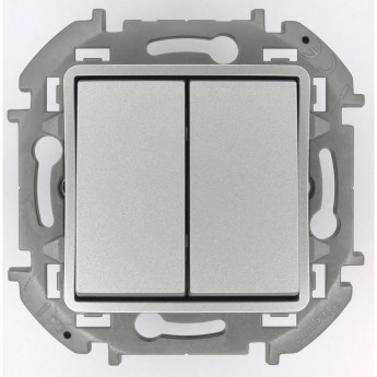 Переключатель модульный LEGRAND INSPIRIA двухклавишный 10 AX 250 В алюминий