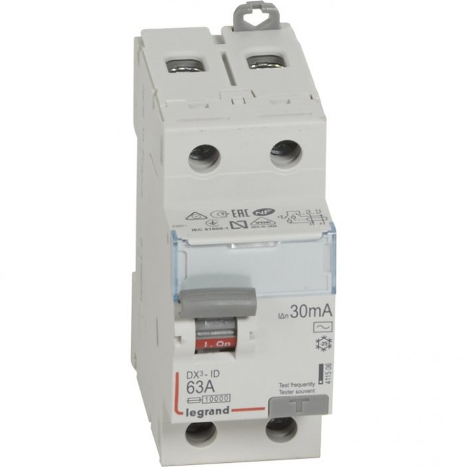 Выключатель дифференциального тока LEGRAND DX3 2П 63А 30мА-AC 411506